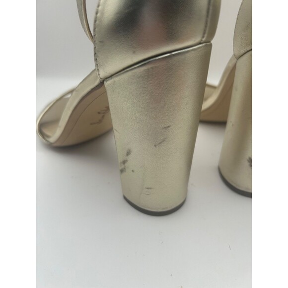 Sam Edelman Yaro Women's Heels Sandals Gold Leather Size 10 Ankle Strap - Picture 8 of 10
